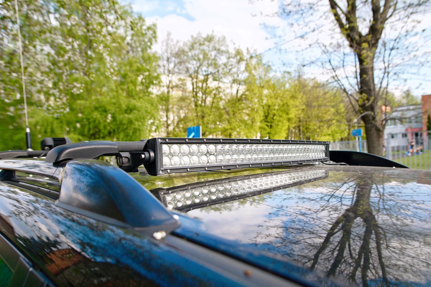 close up shot of a truck's offroad light bar